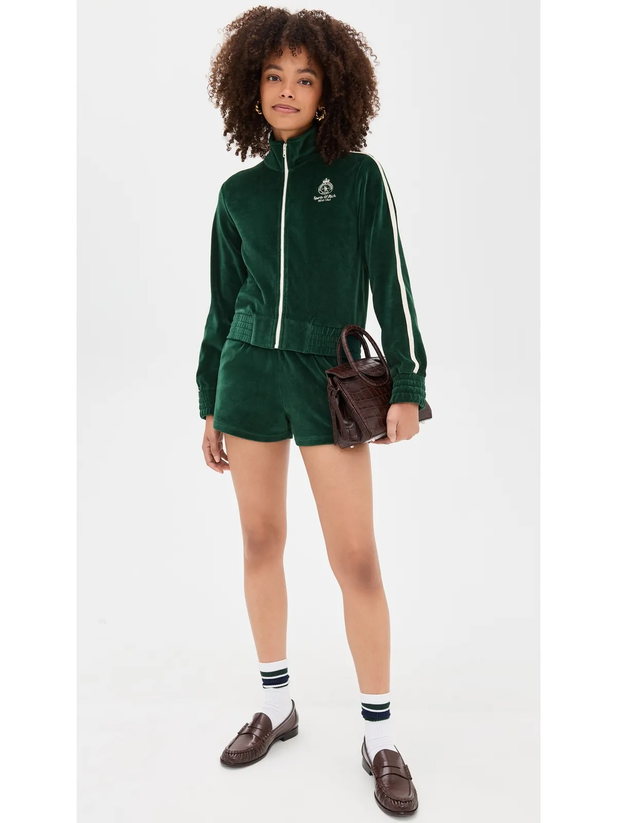 Sporty & Rich クラウン テニス ベロア ショーツ - 画像5