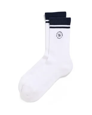 Sporty & Rich SRHWC ロゴソックス ホワイト/ダークネイビー - サムネイル1