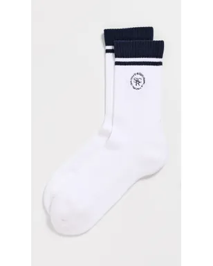 Sporty & Rich SRHWC ロゴソックス ホワイト/ダークネイビー - サムネイル2