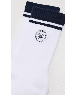 Sporty & Rich SRHWC ロゴソックス ホワイト/ダークネイビー - サムネイル3