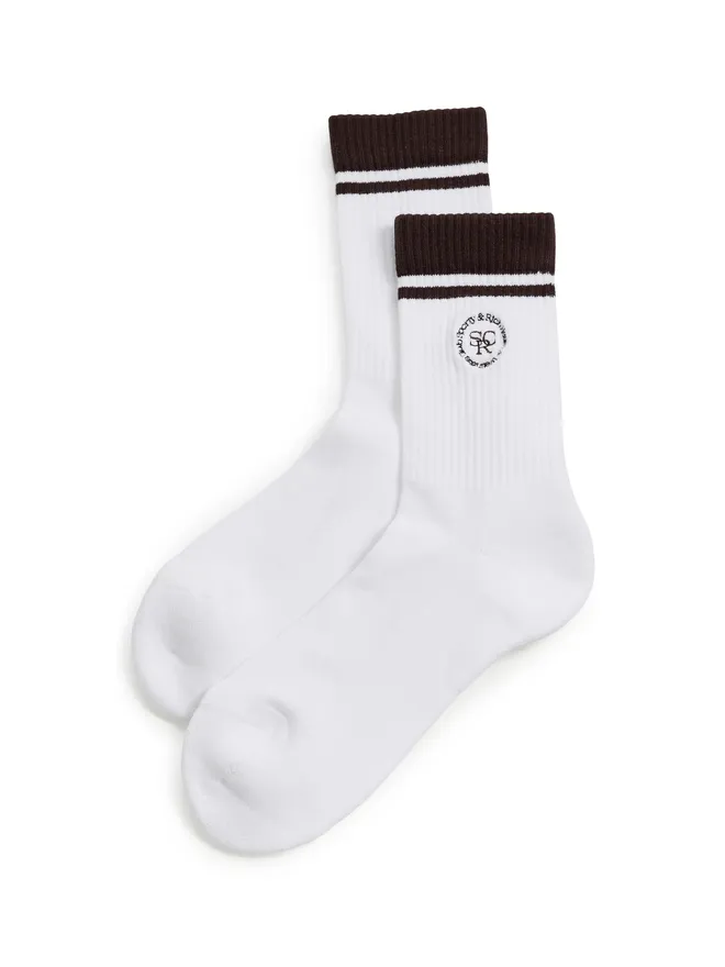 Sporty & Rich Sporty & Rich SRHWC ソックス ホワイト/チョコレートの商品画像
