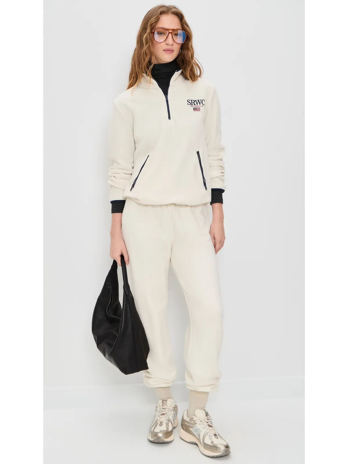 Sporty & Rich ノーティカル ポラーフリース クォータージップ ジャケット - 画像5