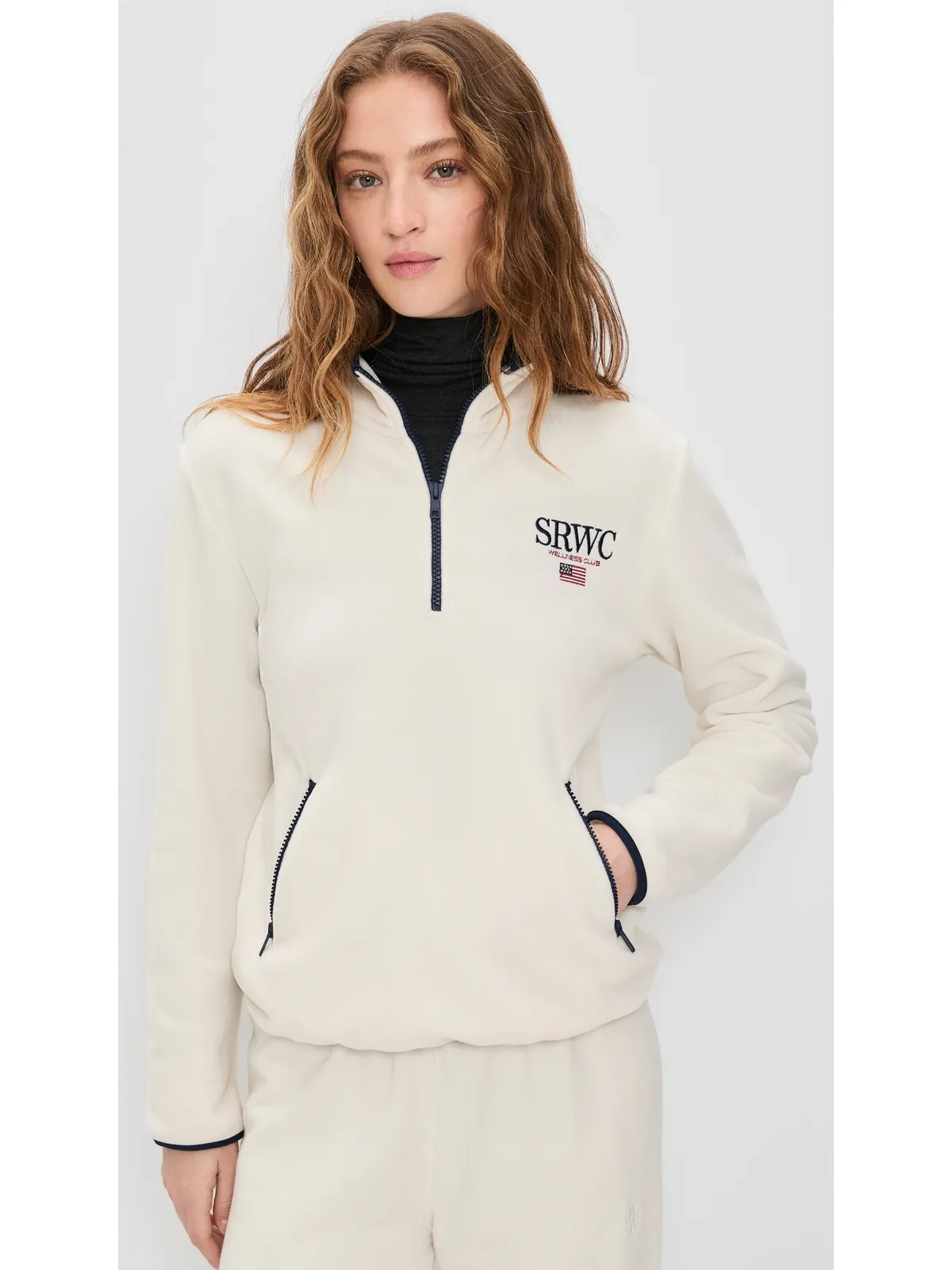 Sporty & Rich ノーティカル ポラーフリース クォータージップ ジャケット - 画像2