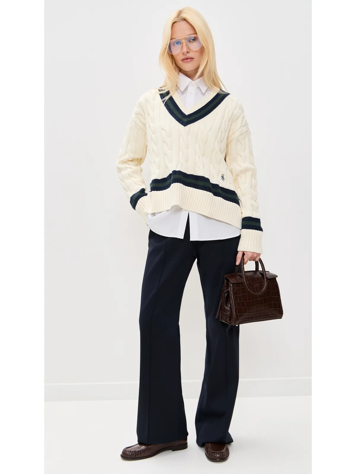 Sporty & Rich NYクレスト オーバーサイズ シャツ ホワイト - 画像5