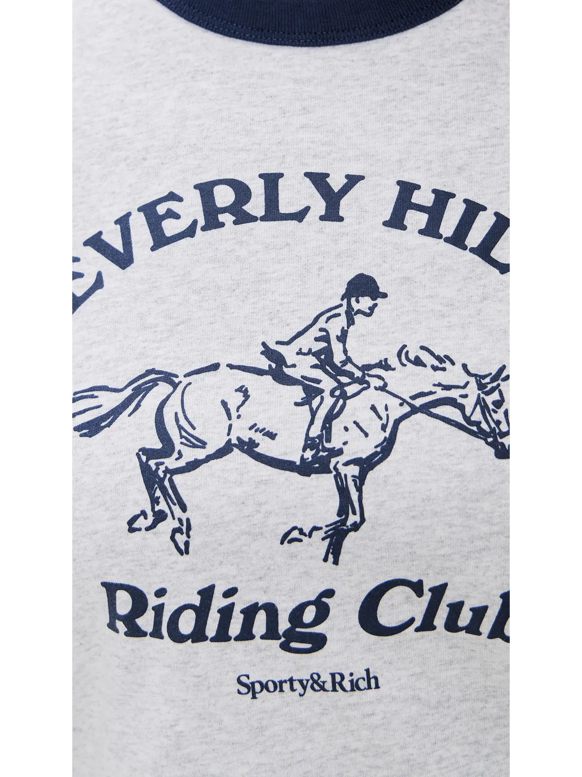 Sporty & Rich RH Riding Club Ringer Tee Heather Grey/Dark Navy - 画像6