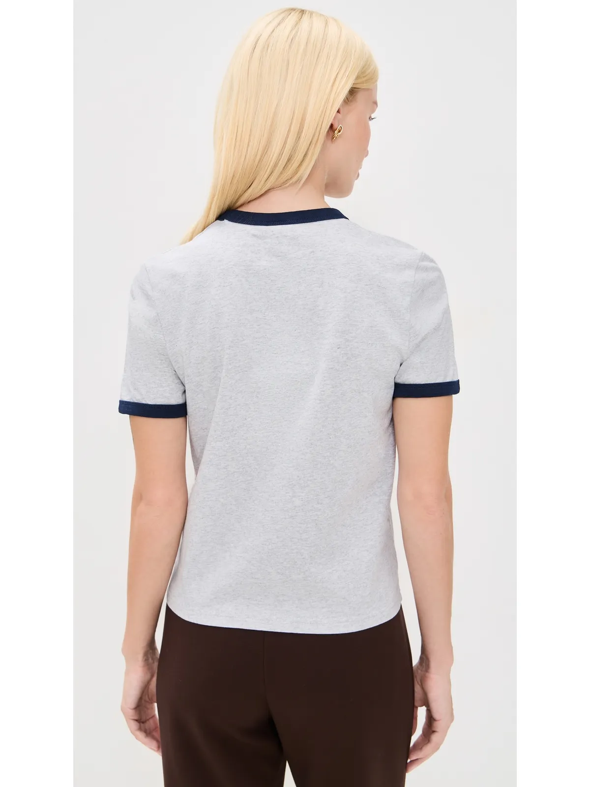 Sporty & Rich RH Riding Club Ringer Tee Heather Grey/Dark Navy - 画像3