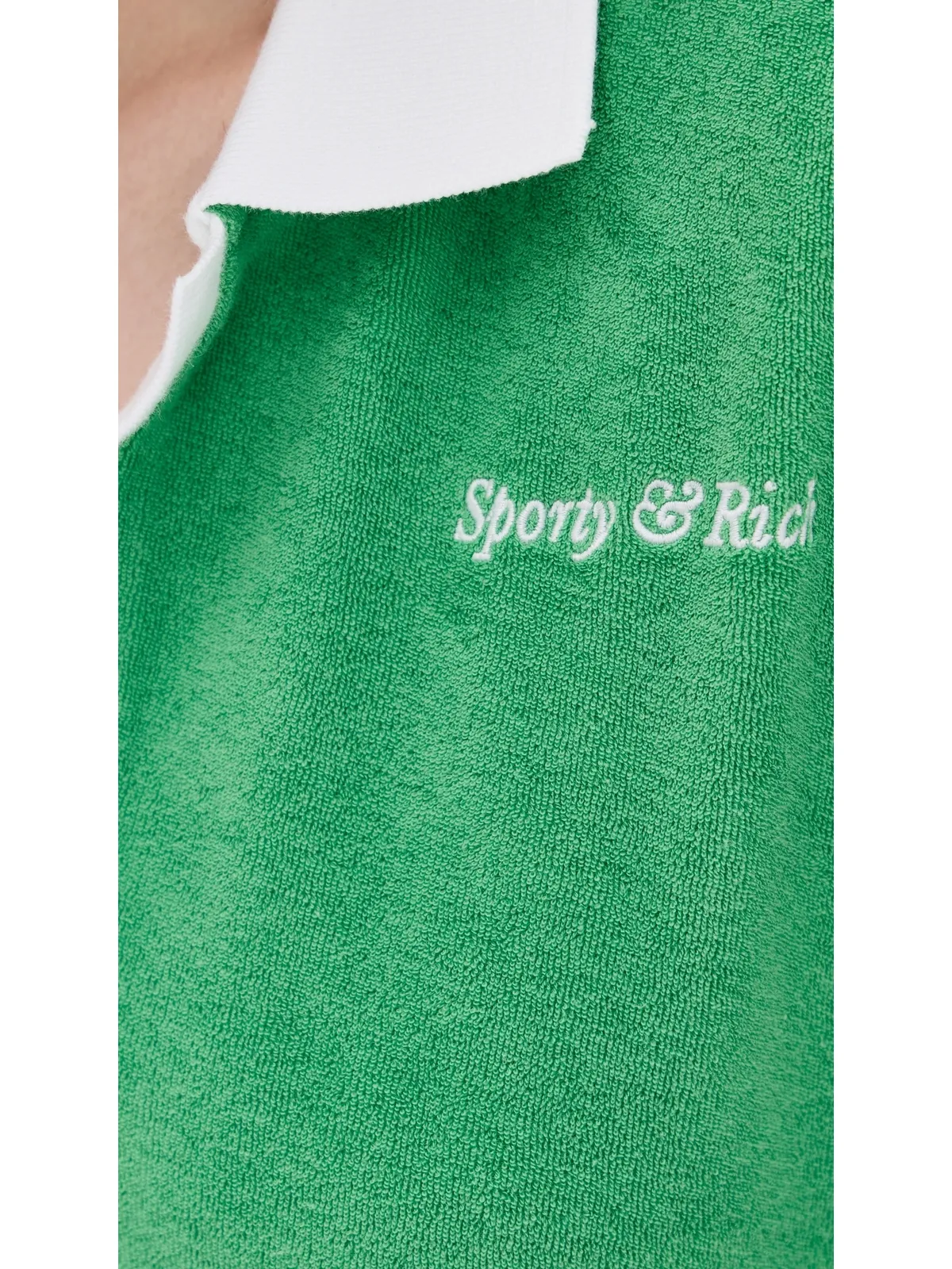 Sporty & Rich イタリック ロゴ テリー ポロ Verde/White - 画像6