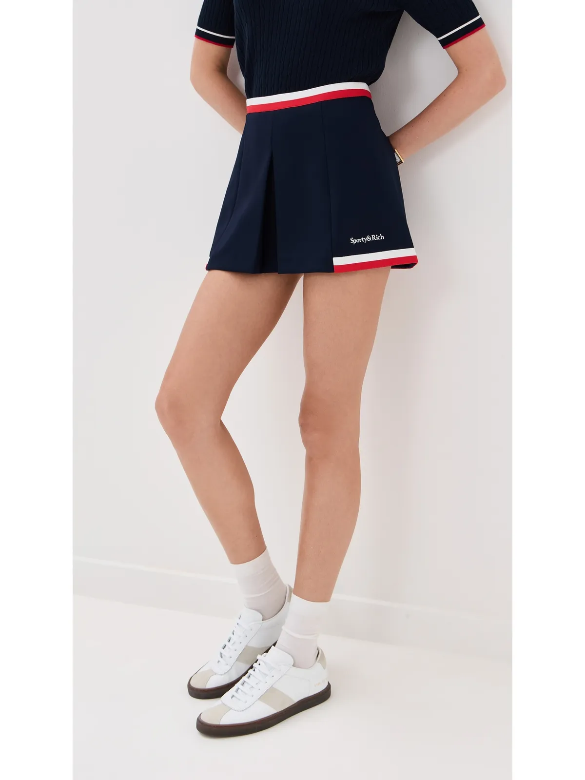 Sporty & Rich セリフロゴ ミラ プリーツスカート - 画像2