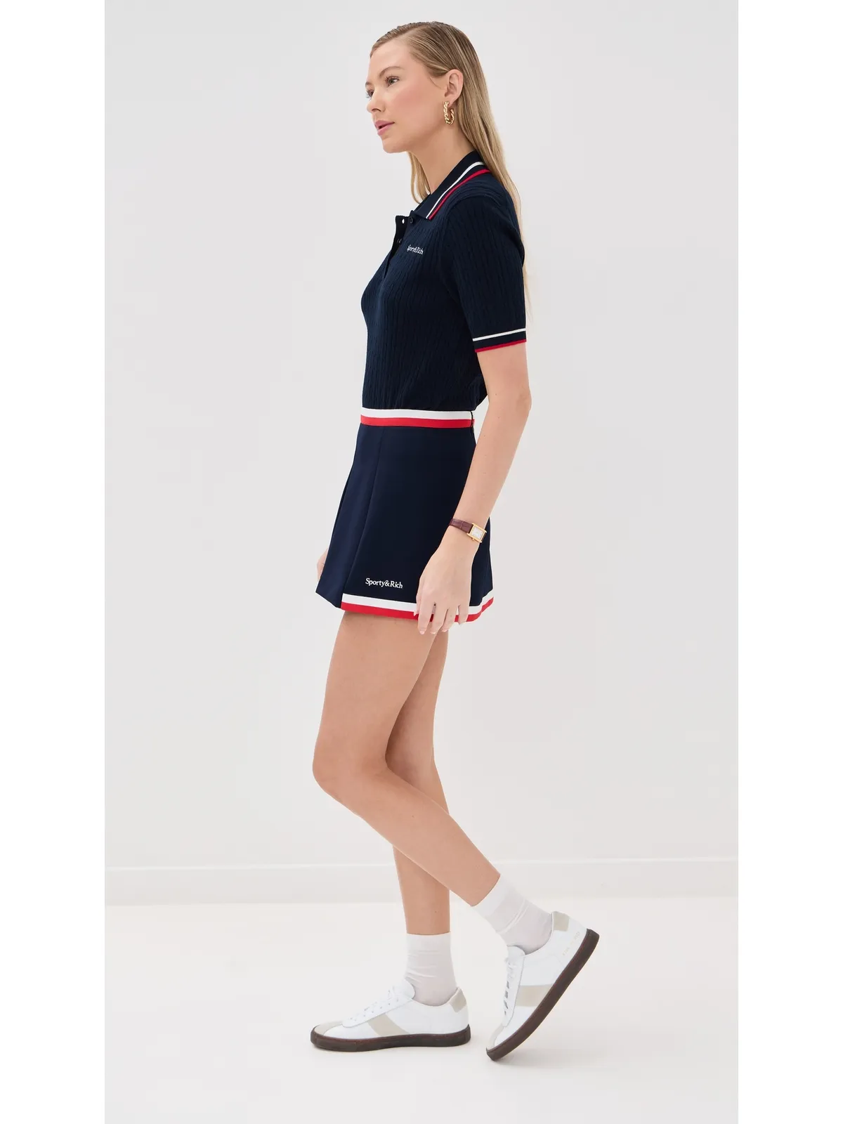 Sporty & Rich セリフロゴ ミラ プリーツスカート - 画像4