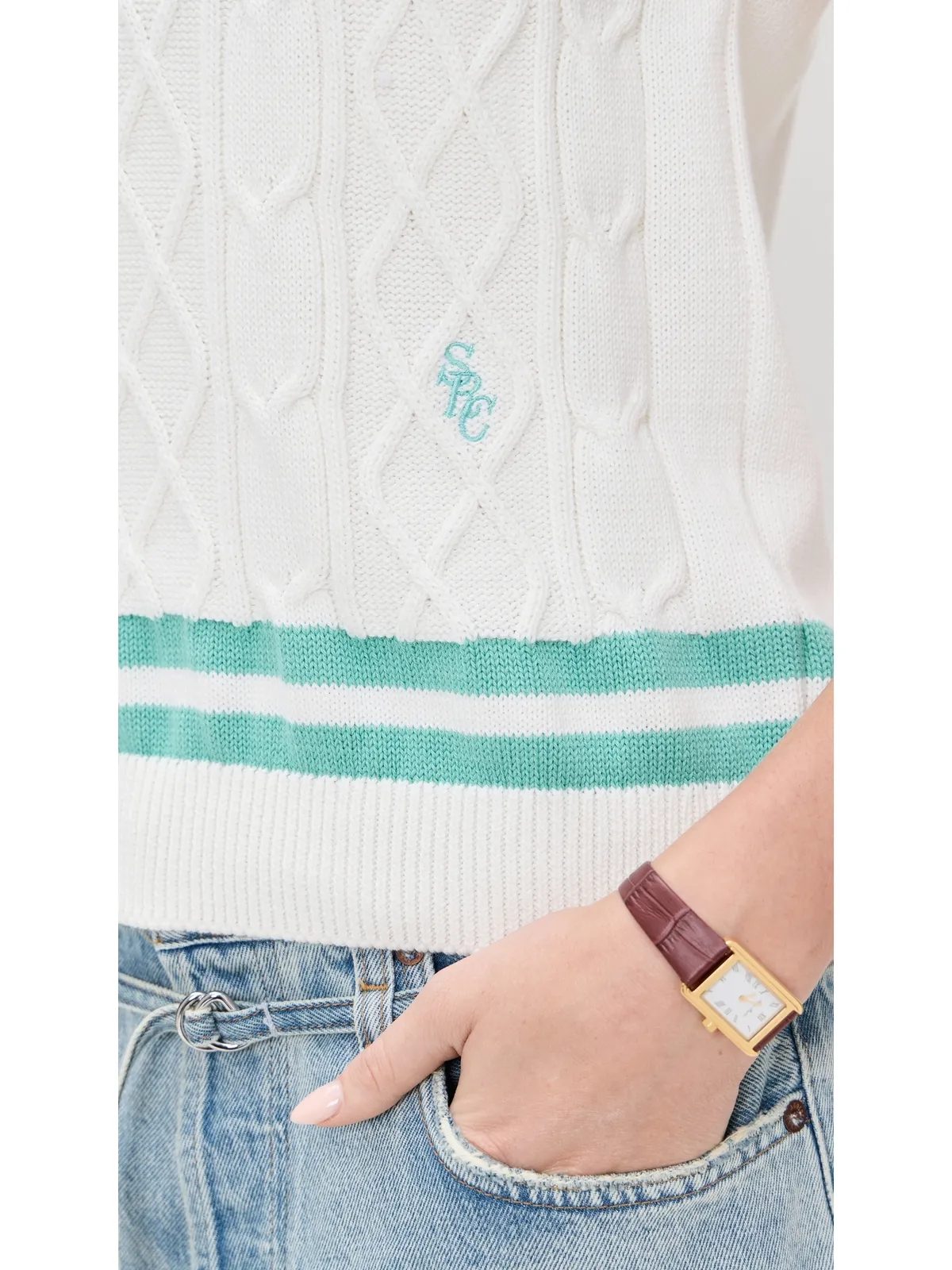 Sporty & Rich SRC ケーブルニット ベスト - 画像6