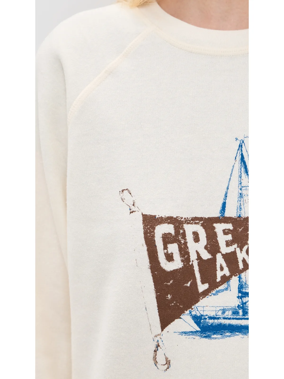 Sunny Somewhere グレートレイクス ラグラン クルーTシャツ オフホワイト - 画像6