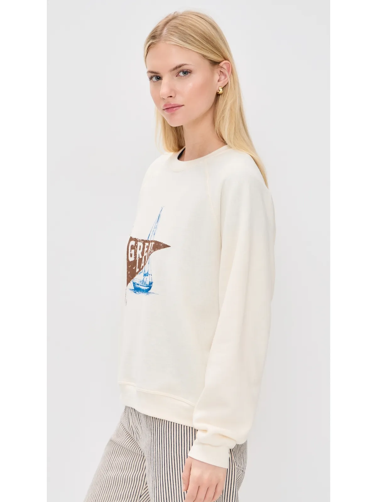 Sunny Somewhere グレートレイクス ラグラン クルーTシャツ オフホワイト - 画像4