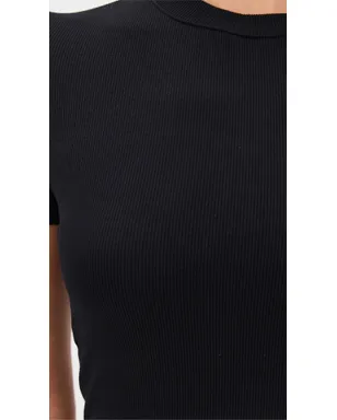 Stateside ファイン 2x1リブ ベビーTシャツ ブラック - サムネイル6