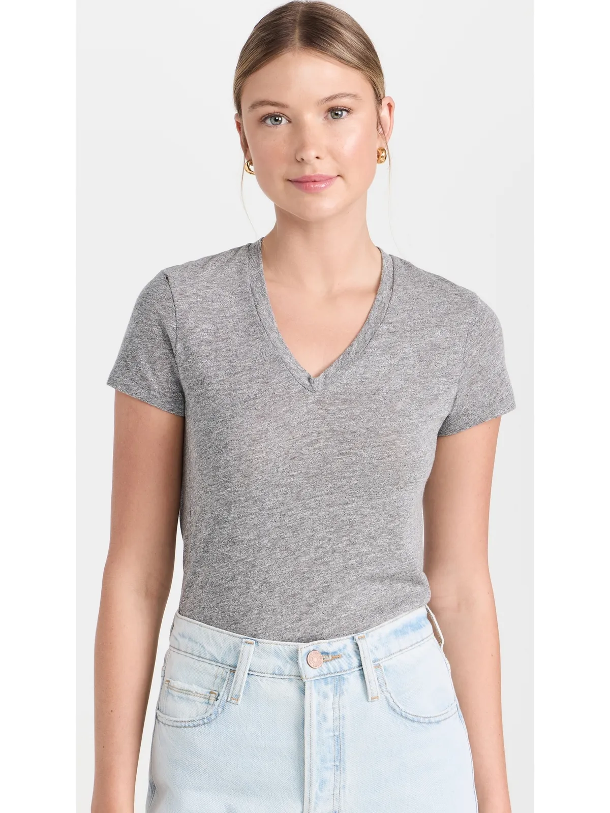 Stateside VネックTシャツ ヘザーグレー - 画像2