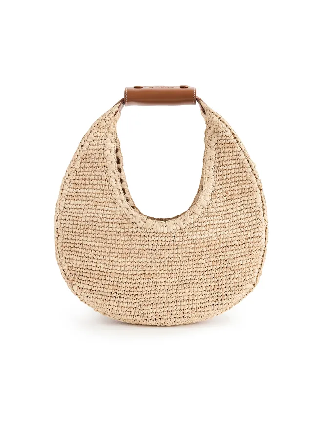 STAUD STAUD ムーン ラフィア トートバッグ Natural/Tanの商品画像