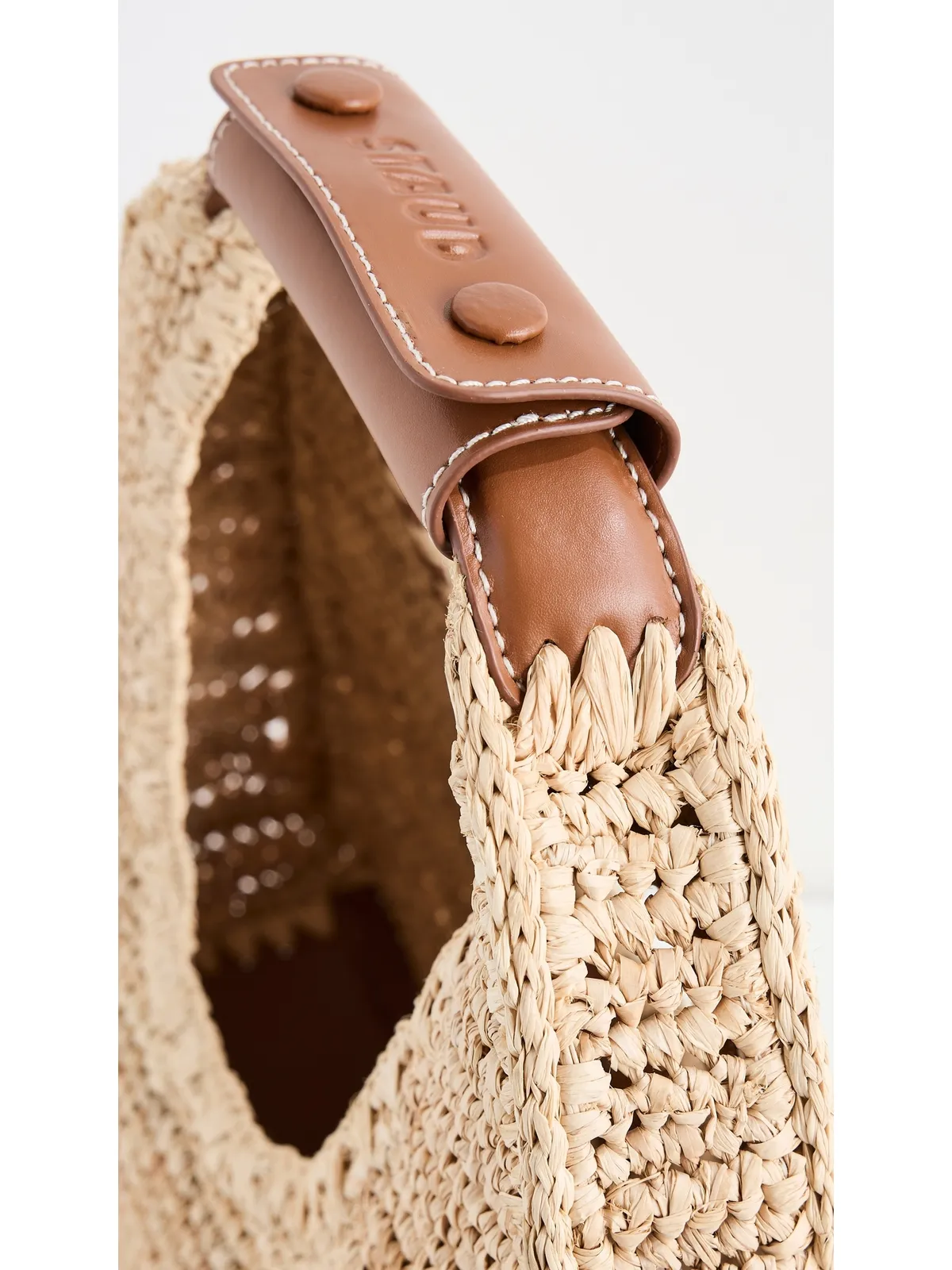 STAUD ムーン ラフィア トートバッグ Natural/Tan - 画像5