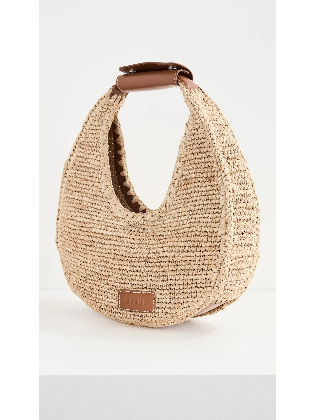 STAUD ムーン ラフィア トートバッグ Natural/Tan - 画像4