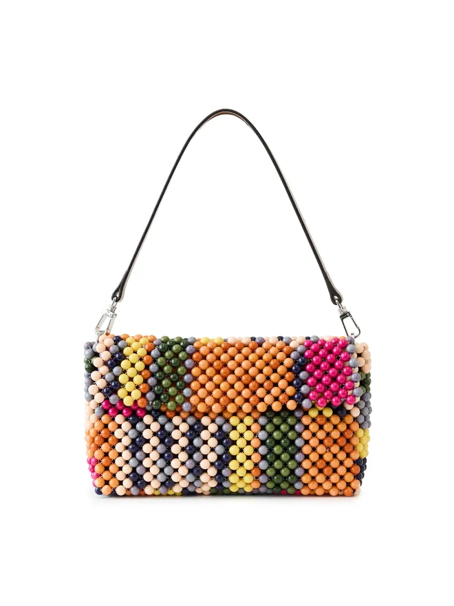STAUD STAUD ティミー ビーズ刺繍のショルダーバッグ マルチ バヤデール ストライプ ワンサイズの商品画像