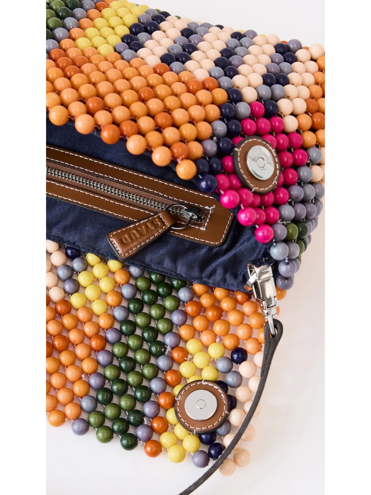 STAUD ティミー ビーズ刺繍のショルダーバッグ マルチ バヤデール ストライプ ワンサイズ - 画像6