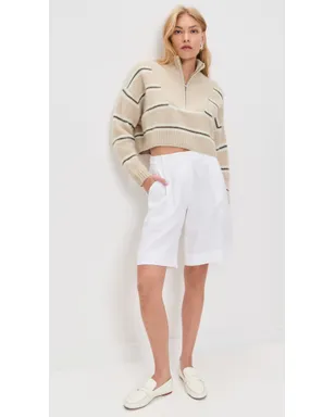 STAUD クロップドハンプトン カシミヤセーター Whisper Stripe L - サムネイル5