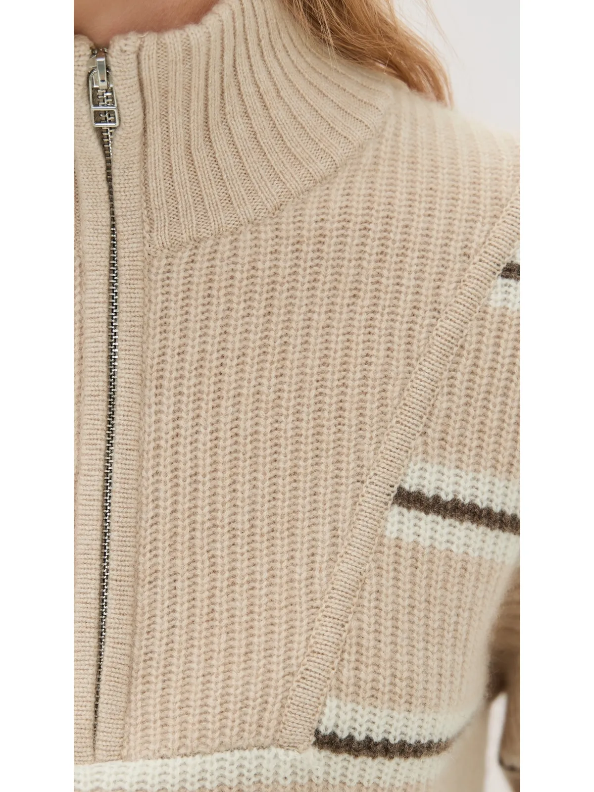 STAUD クロップドハンプトン カシミヤセーター Whisper Stripe L - 画像6