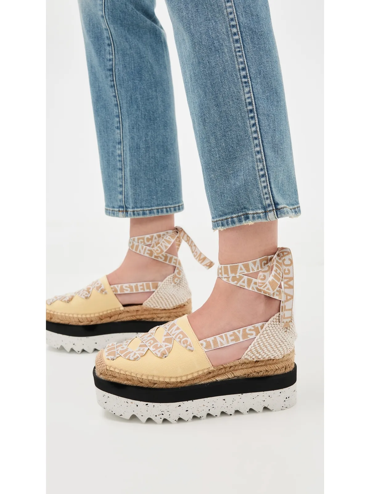 Stella McCartney Gaia キャンバス エスパドリーユ ロゴリボン Banana - 画像5