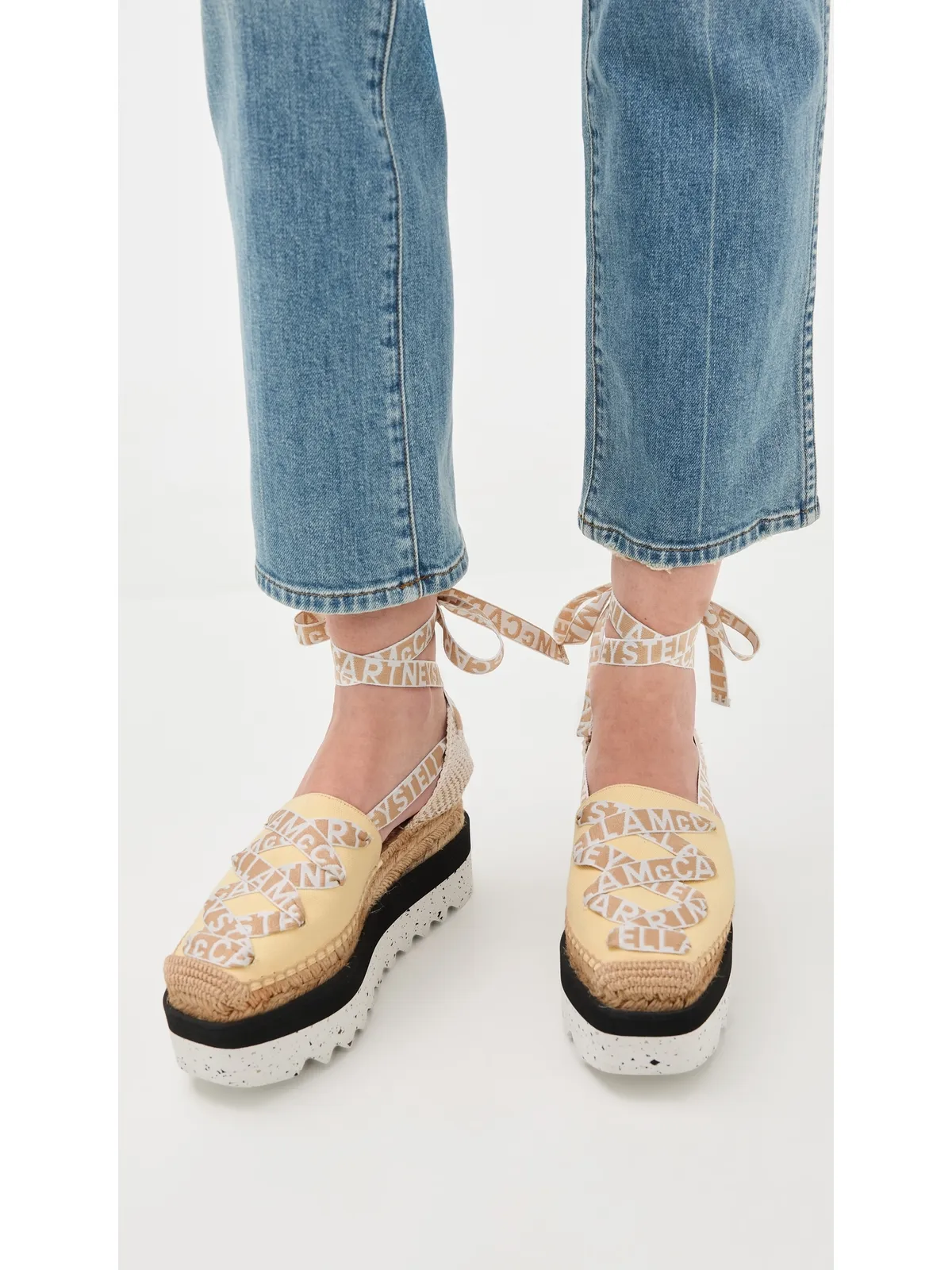 Stella McCartney Gaia キャンバス エスパドリーユ ロゴリボン Banana - 画像3