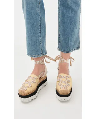 Stella McCartney Gaia キャンバス エスパドリーユ ロゴリボン Banana - サムネイル3