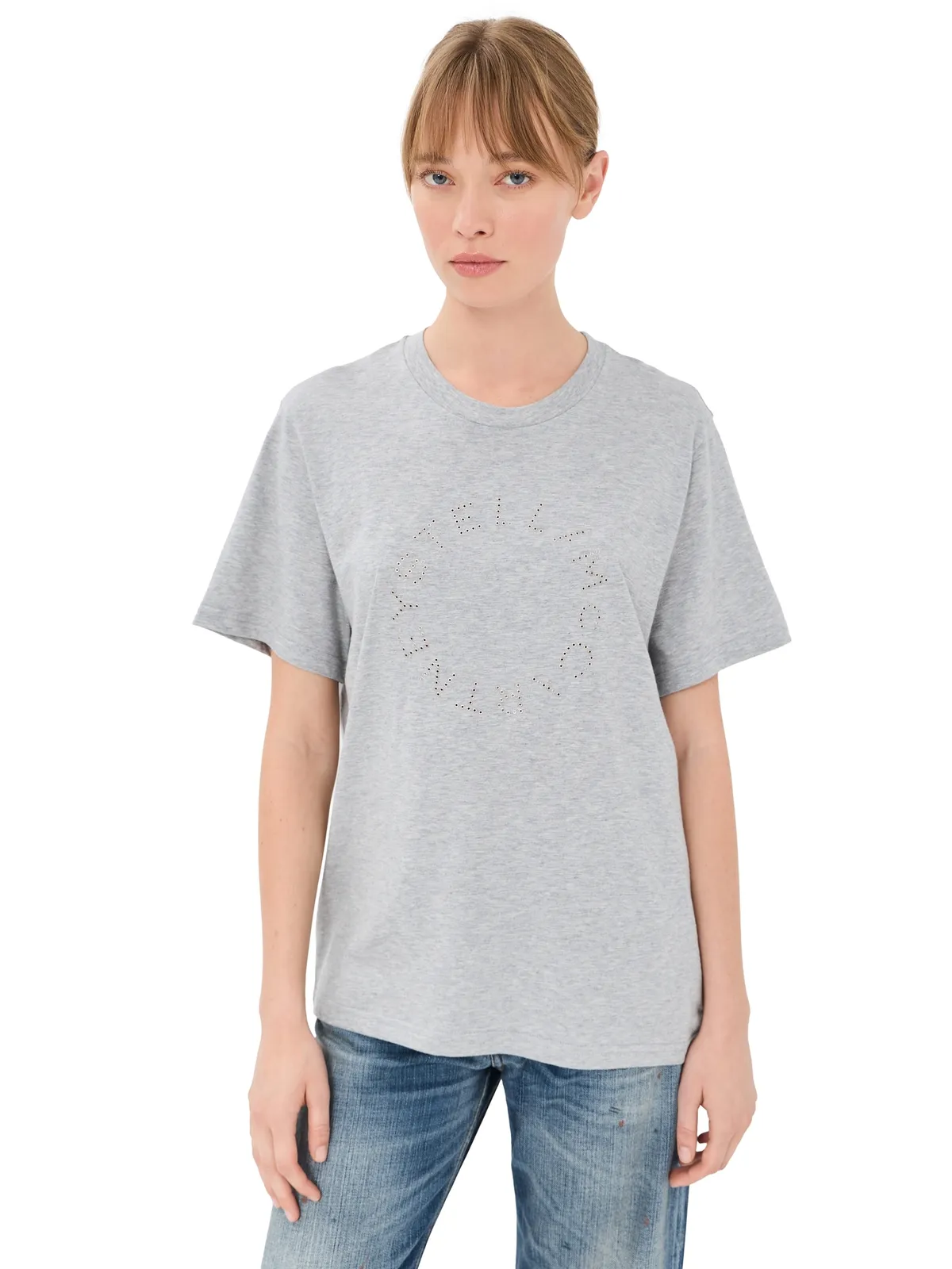 Stella McCartney ハードウェア ロゴ ボーイフレンドTシャツ グレー メランジ - 画像1