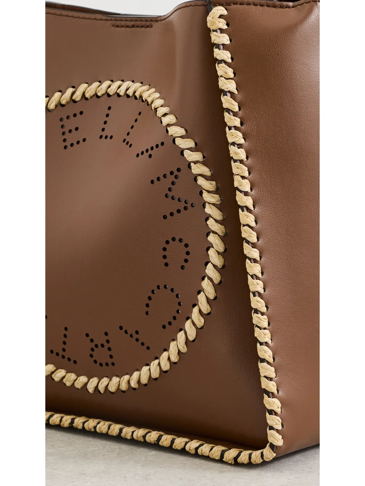 Stella McCartney ラフィア トリム クロスボディバッグ タン - 画像5