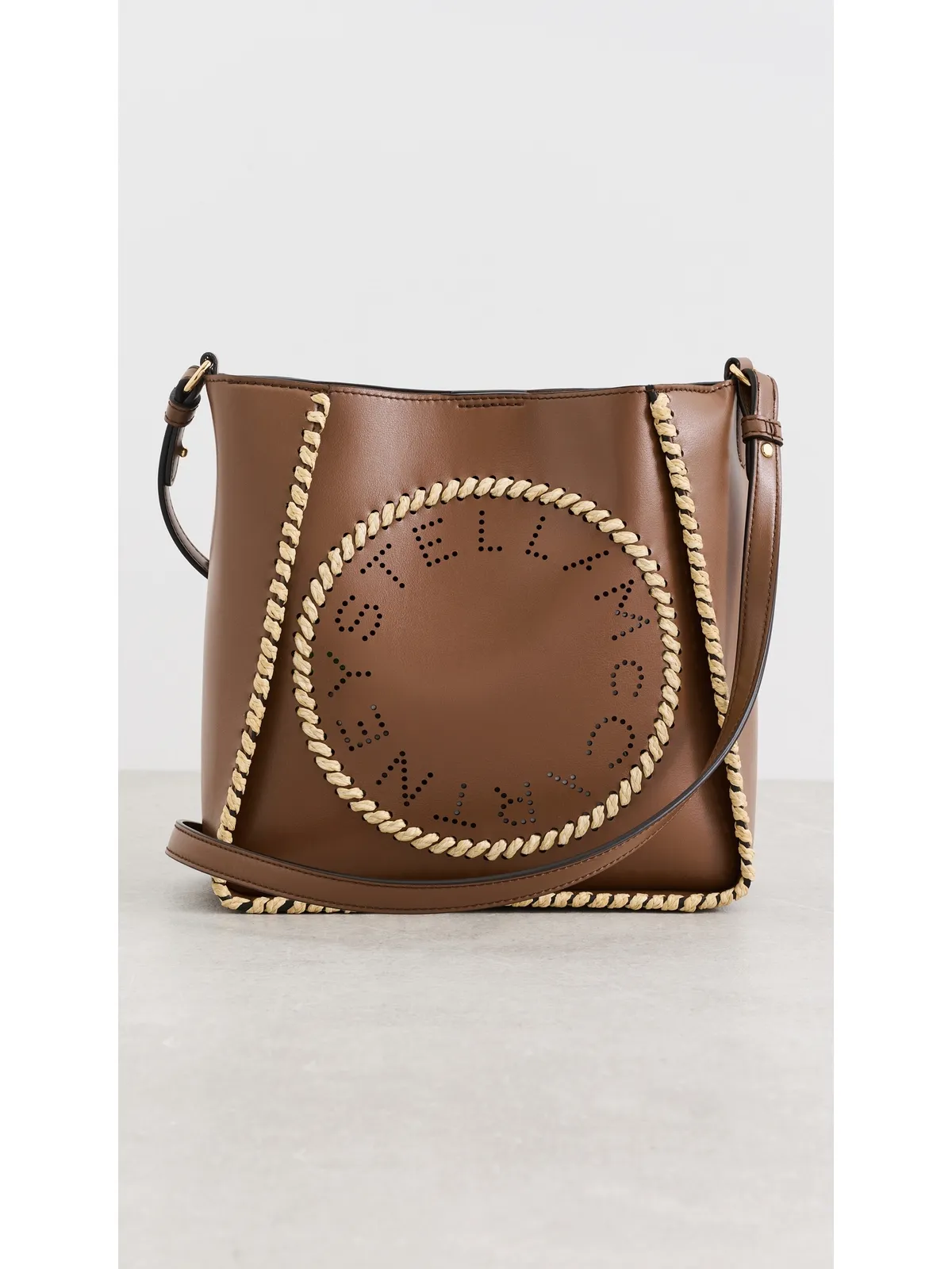 Stella McCartney ラフィア トリム クロスボディバッグ タン - 画像2