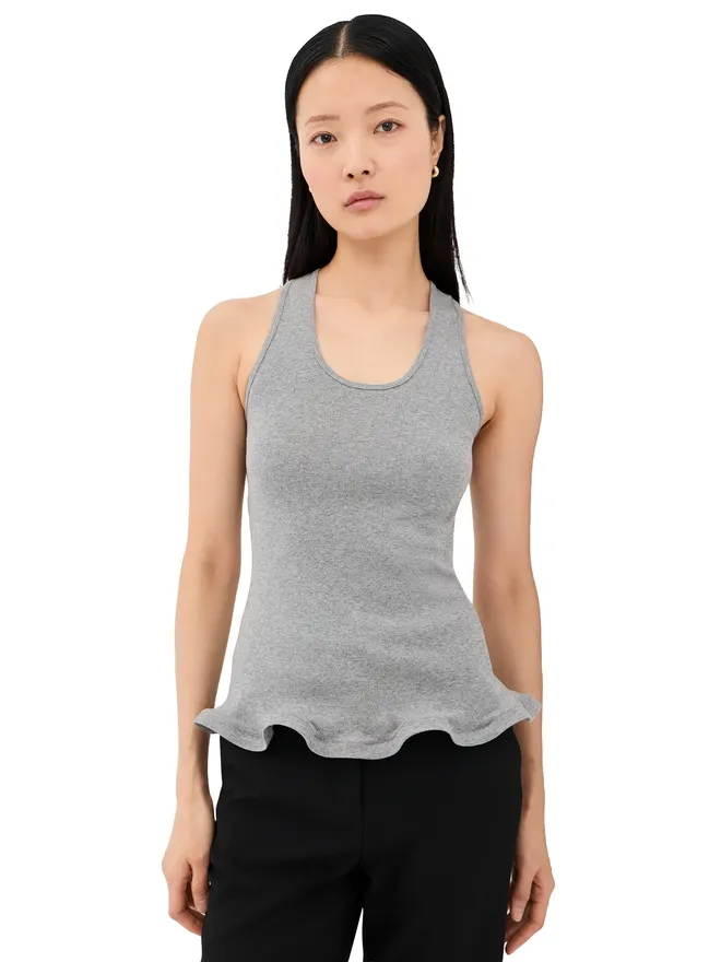 Stella McCartney Stella McCartney フリルヘムリブタンク グレー メランジの商品画像