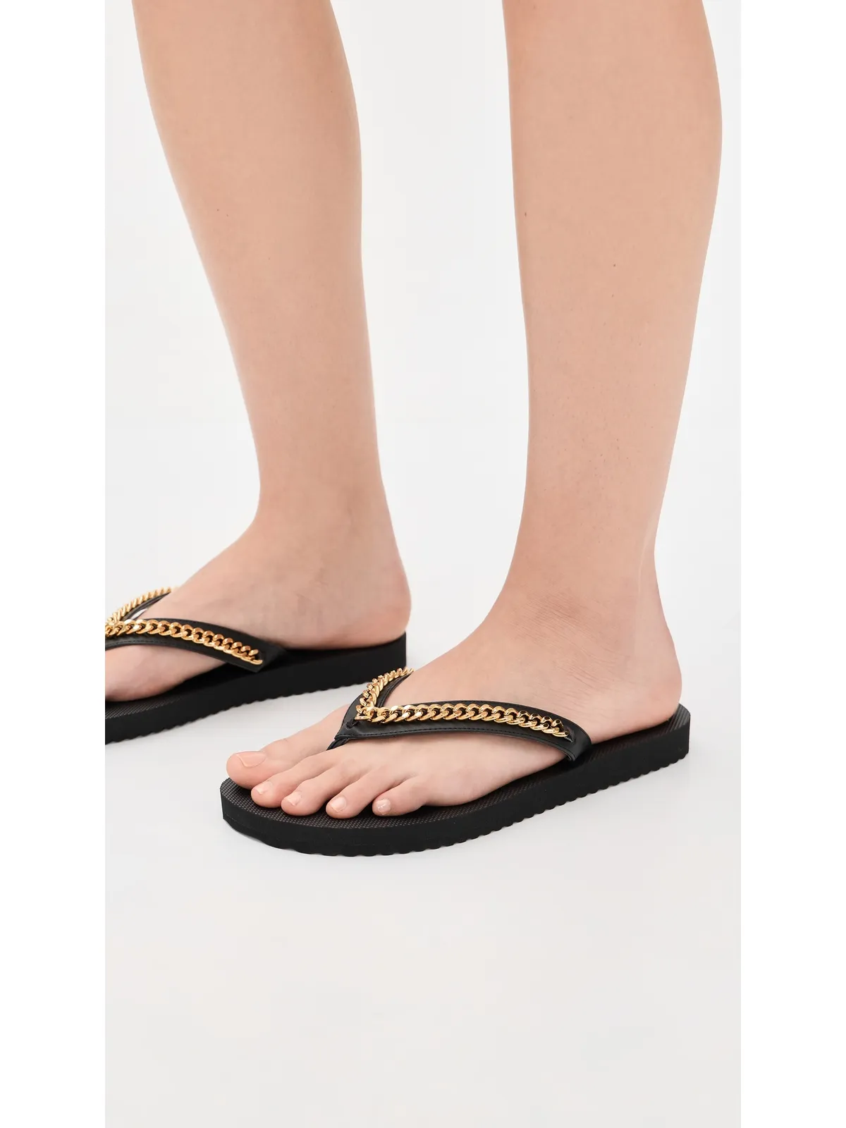 Stella McCartney Falabella チェーン付きフリップフロップ ブラック - 画像3