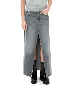 Stella McCartney テーラリング混合スカート グレーウォッシュ - サムネイル1