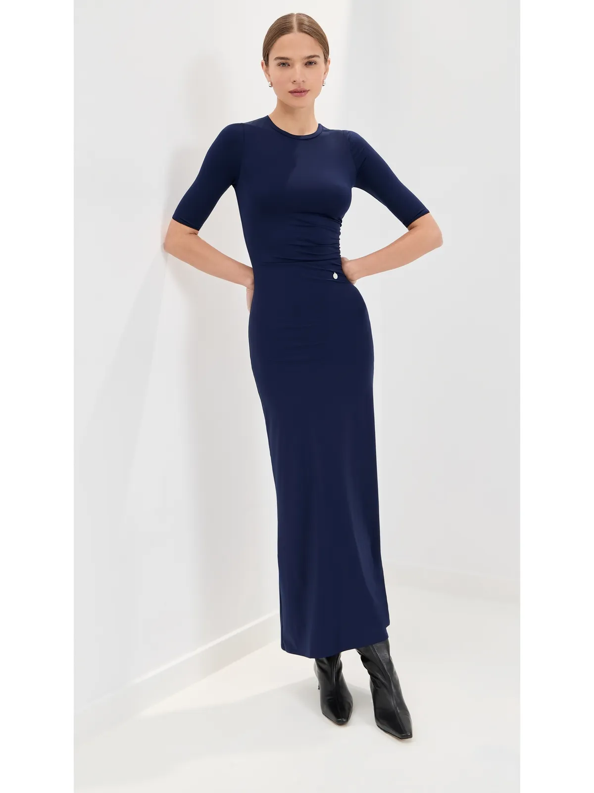 ビンテージ Stella McCartney フルイドジャージー ロングドレス インディゴ M - 画像5