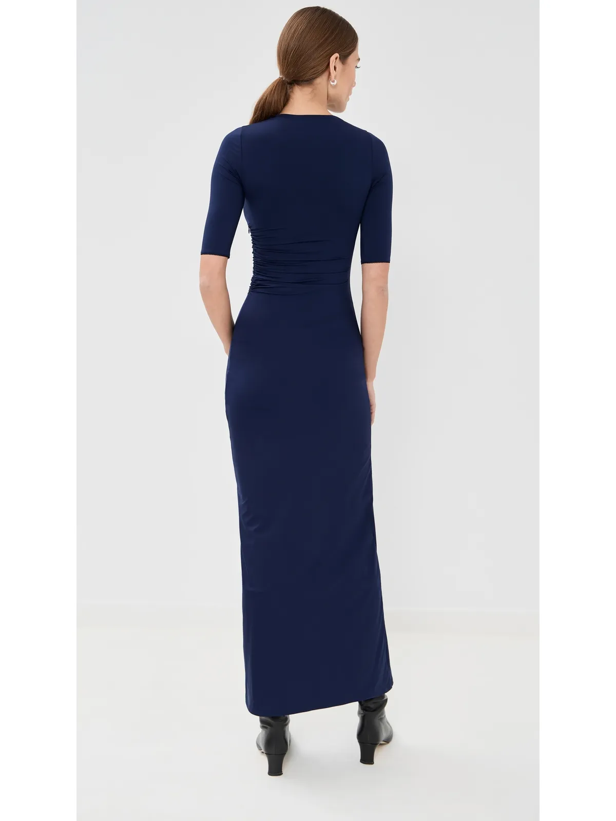 ビンテージ Stella McCartney フルイドジャージー ロングドレス インディゴ M - 画像3