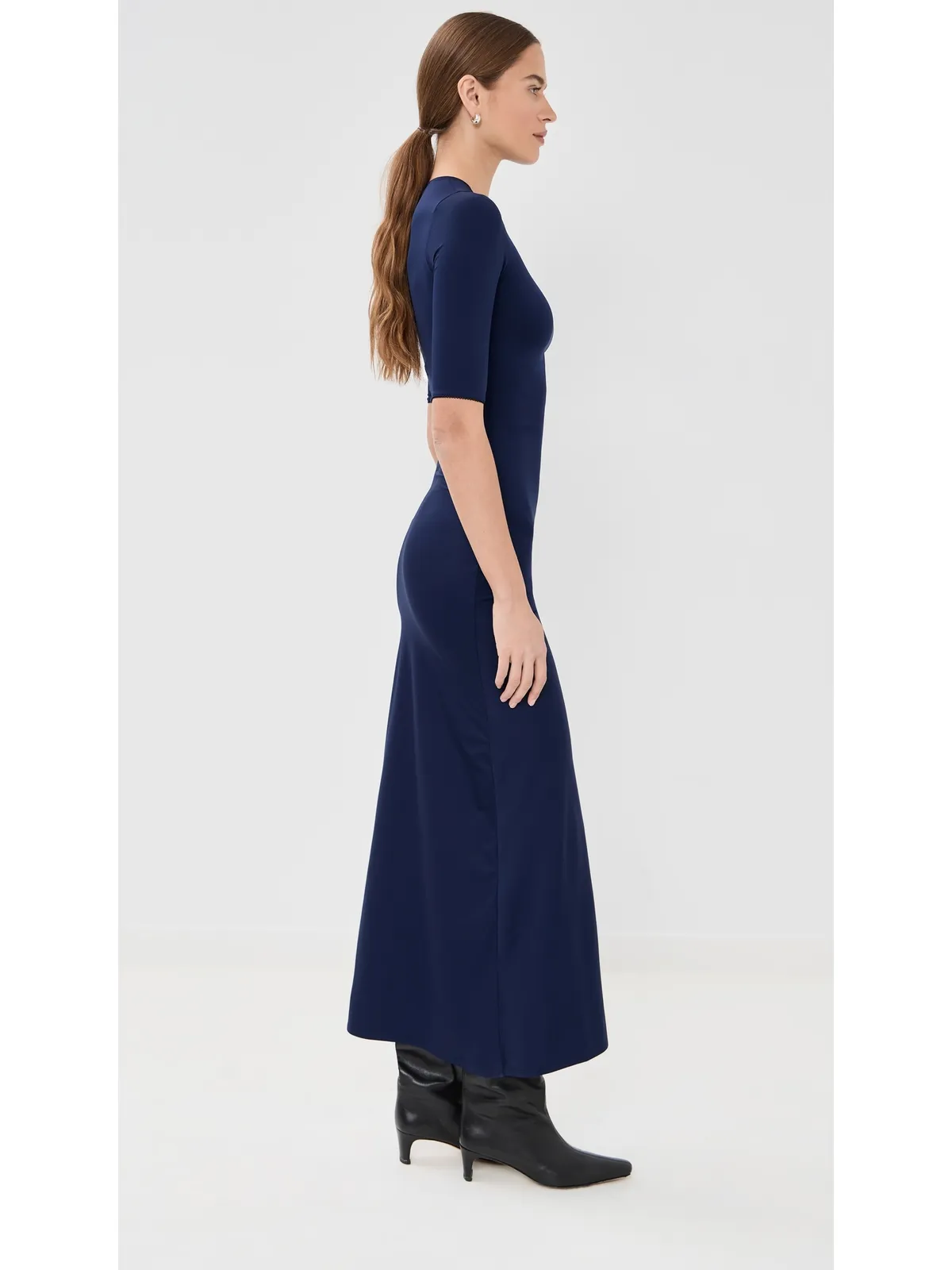 ビンテージ Stella McCartney フルイドジャージー ロングドレス インディゴ M - 画像4