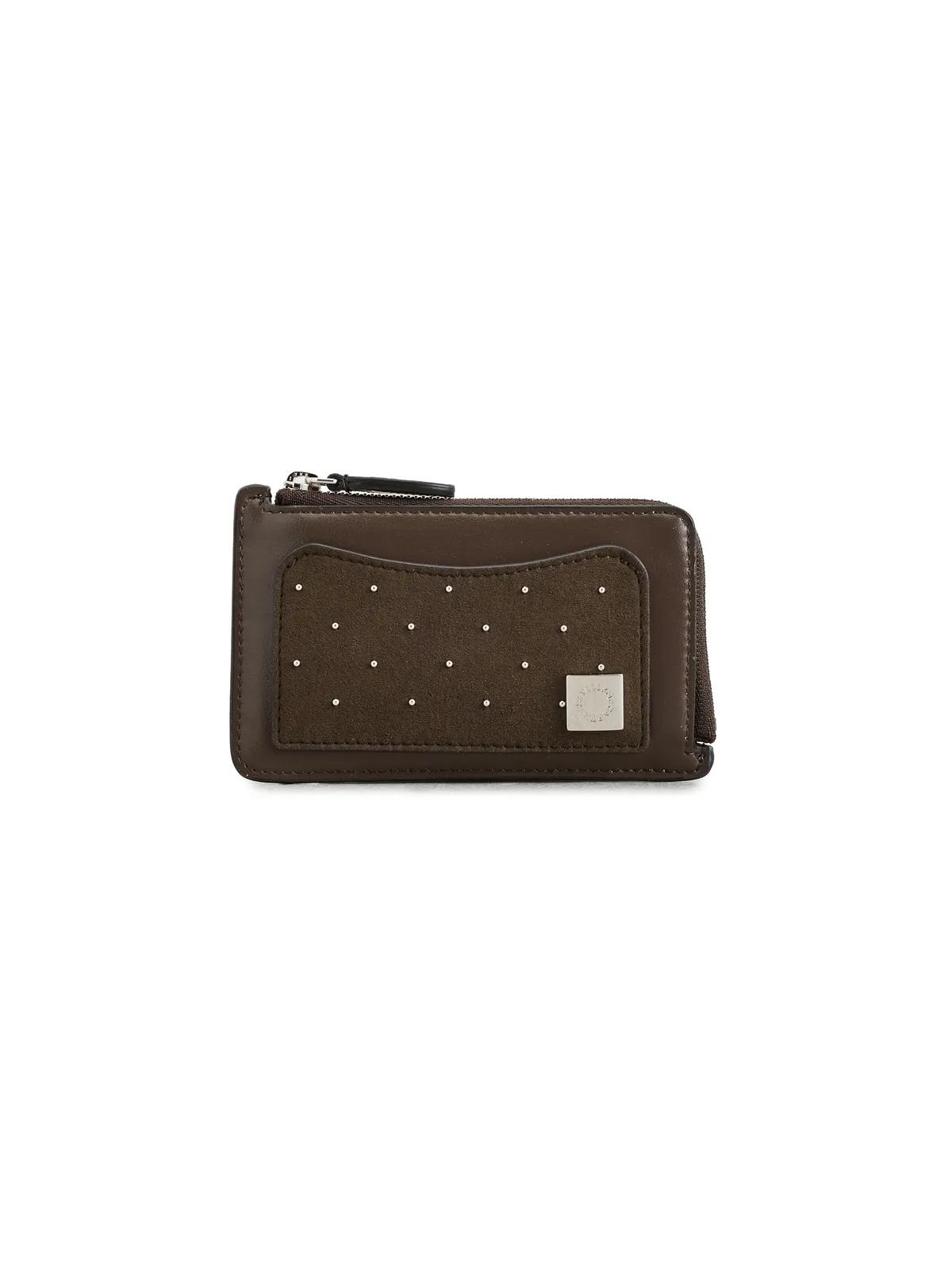 Stella McCartney Ryder スタッズ付きジップカードホルダー モカ ワンサイズ - 画像1