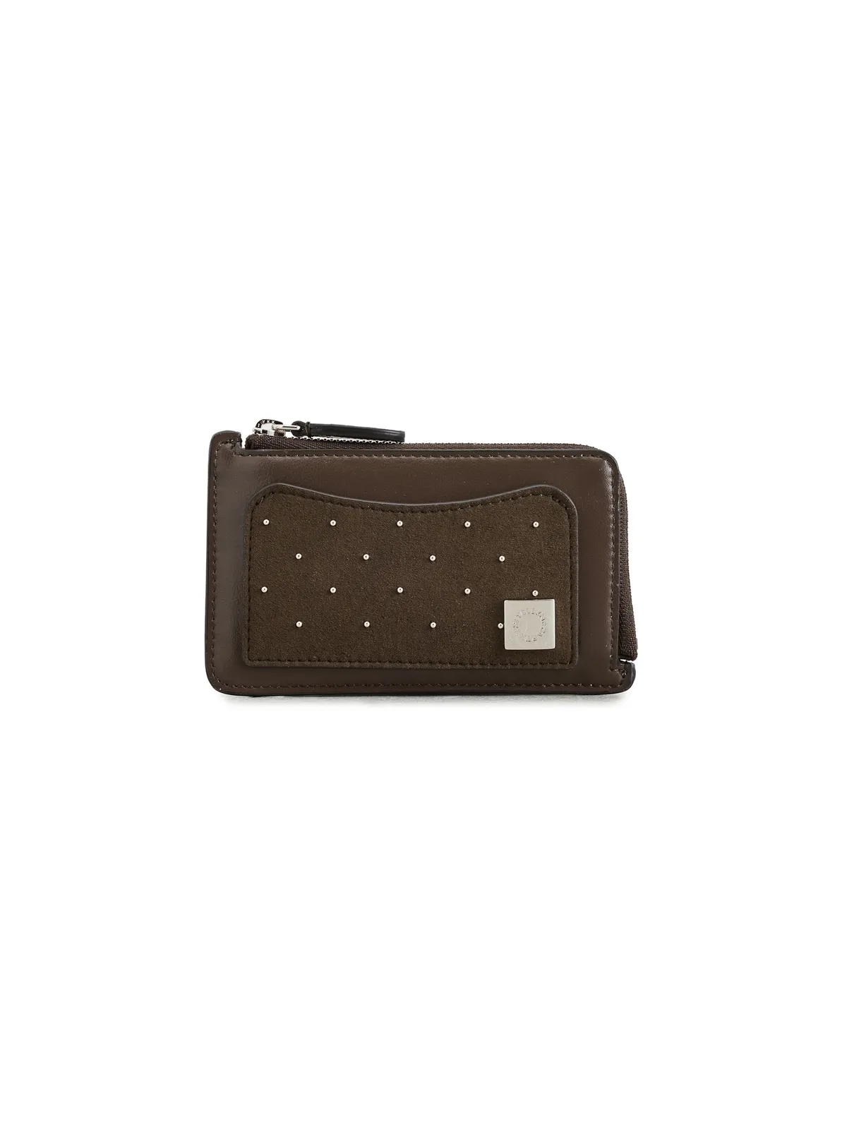 Stella McCartney Ryder スタッズ付きジップカードホルダー モカ ワンサイズ - 画像6