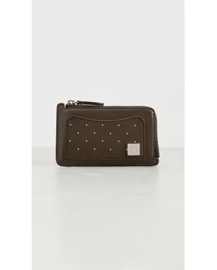 Stella McCartney Ryder スタッズ付きジップカードホルダー モカ ワンサイズ - サムネイル2