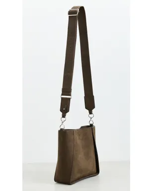 Stella McCartney ロゴエンボス グレイン加工 アルター風スエード クロスボディバッグ モカ - サムネイル4
