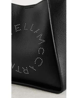 Stella McCartney スタッズ付きロゴ エコエンボス グレイン アルター マット クロスボディバッグ ブラック - サムネイル5