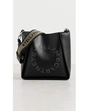Stella McCartney スタッズ付きロゴ エコエンボス グレイン アルター マット クロスボディバッグ ブラック - サムネイル2