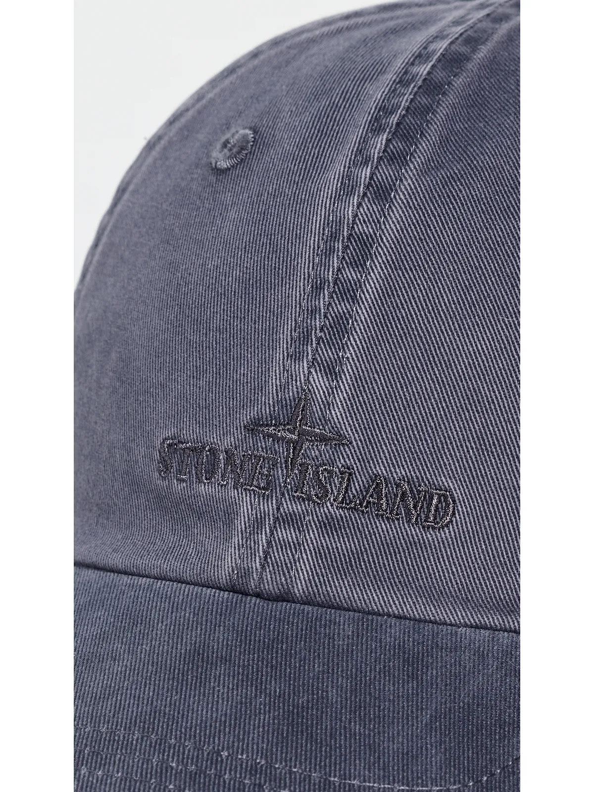 Stone Island ブラッシュドコットン ベースボールキャップ ブルーグレー ワンサイズ - 画像4