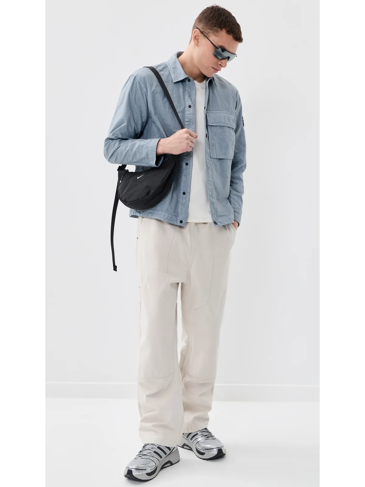 Stone Island ナイロン ガーメントダイ オーバーシャツ ダークブルー M - 画像5