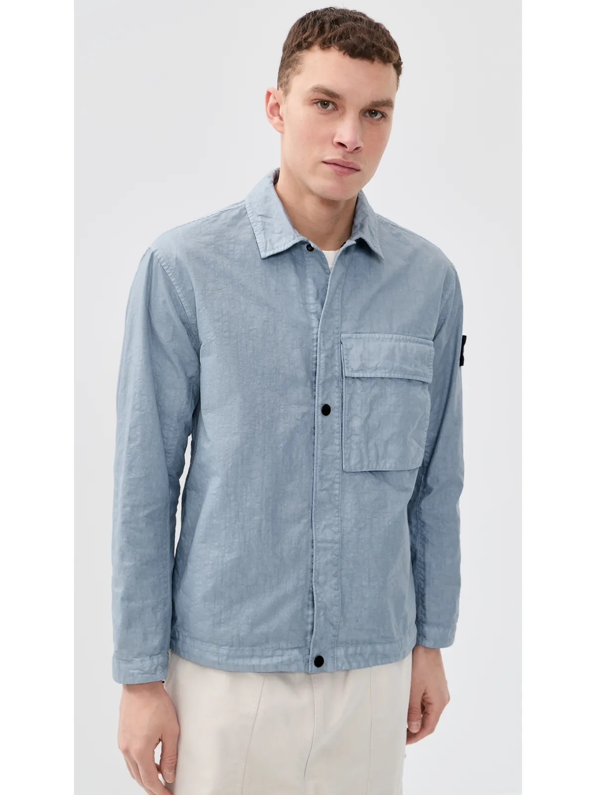 Stone Island ナイロン ガーメントダイ オーバーシャツ ダークブルー M - 画像2