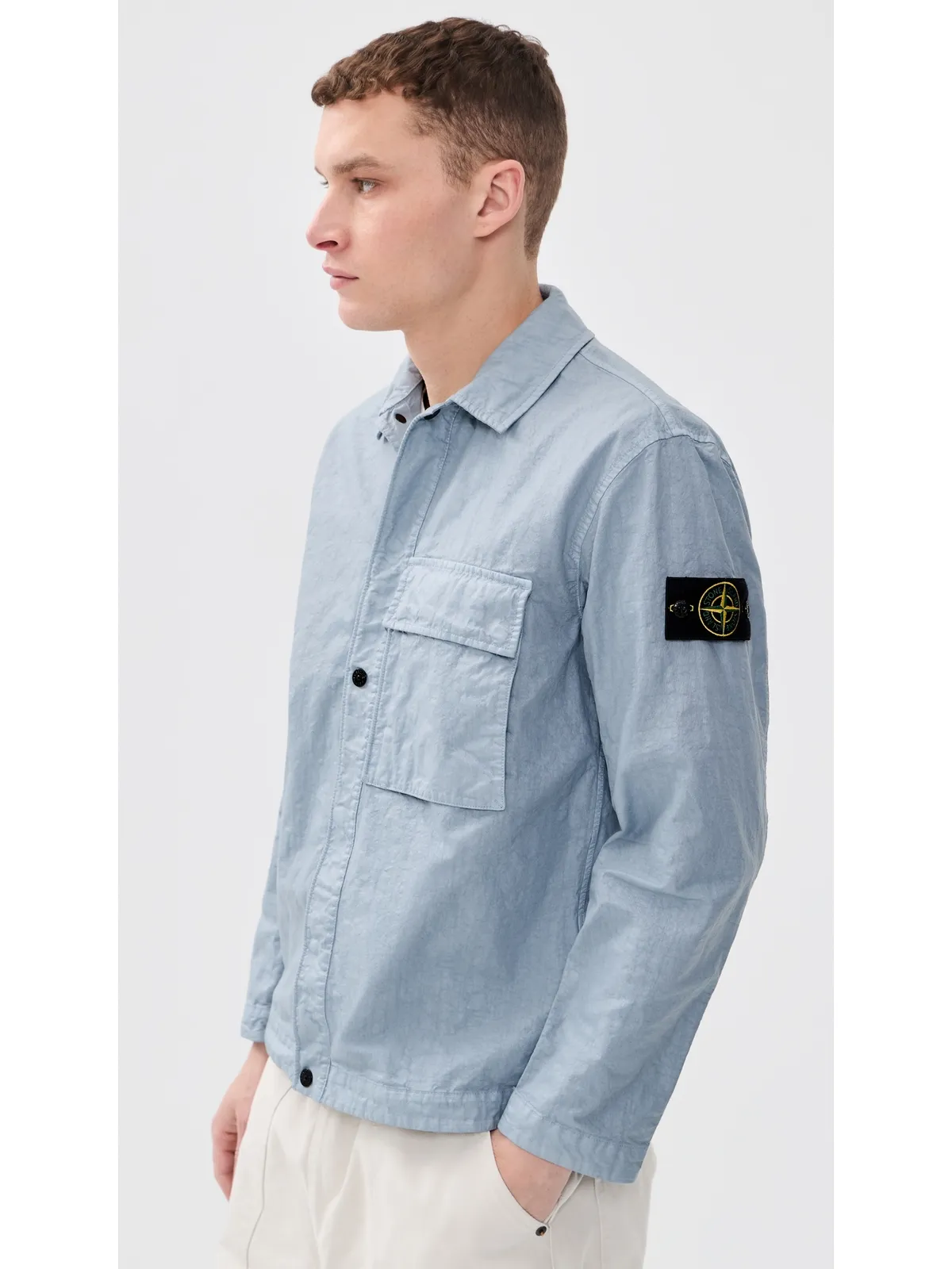 Stone Island ナイロン ガーメントダイ オーバーシャツ ダークブルー M - 画像4