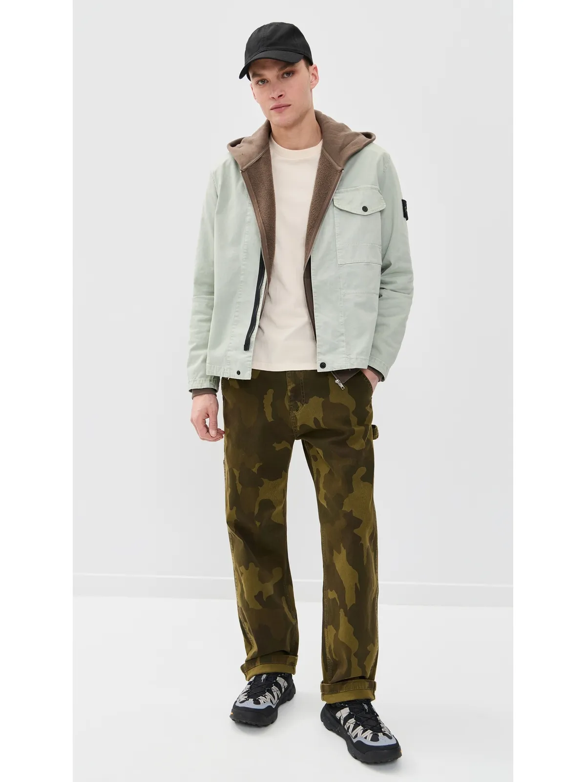Stone Island ガーメントダイ オーバーシャツ セージ - 画像5