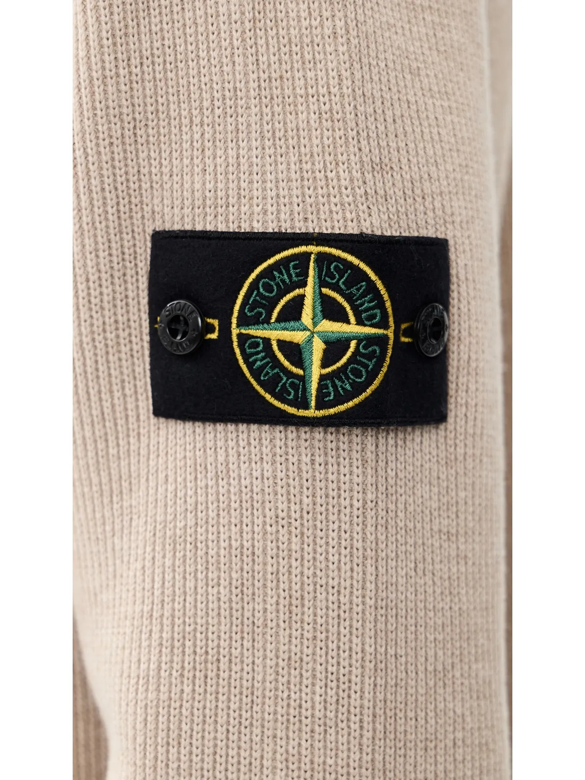 Stone Island リブ編みコットン クルーネックセーター Deserto メランジ - 画像6