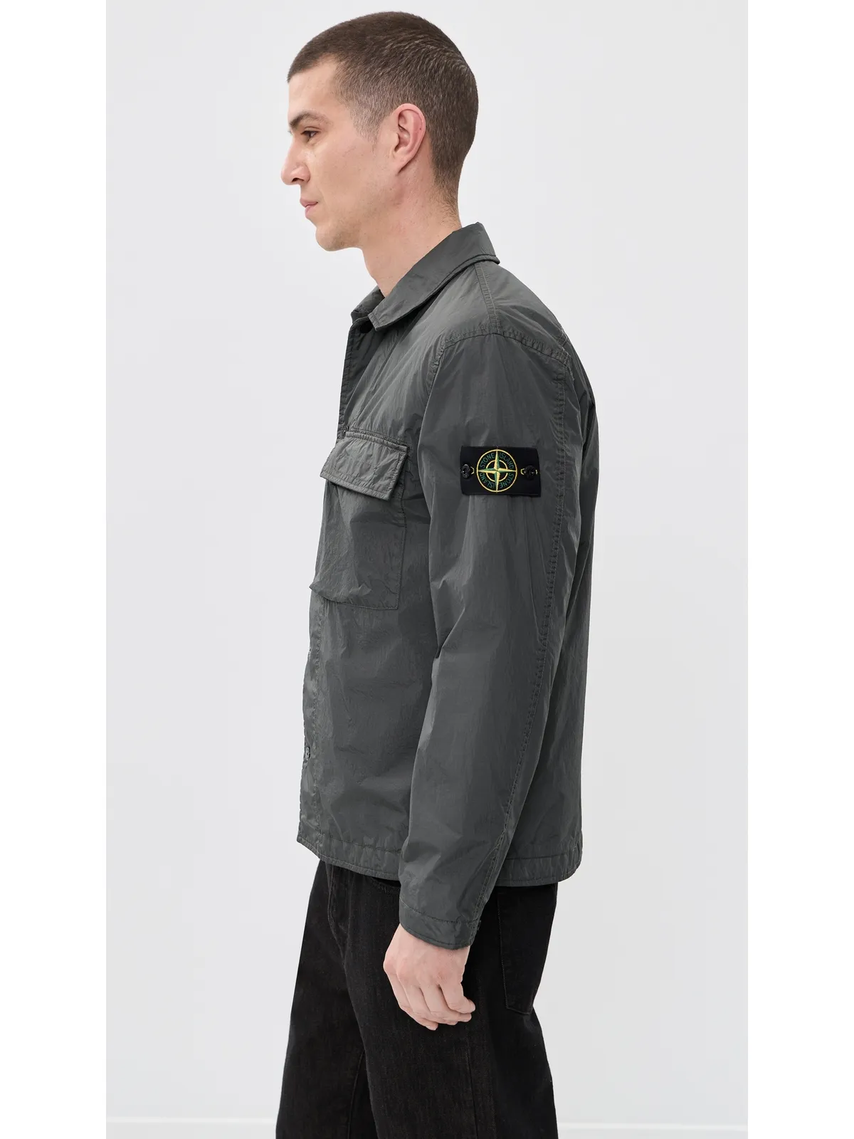 Stone Island ナイロンオーバーシャツ チャコール サイズ M - 画像4